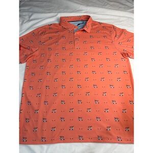 Walter Hagn P11 Print Polo Mens Golf Cart Clubs Coral XL New Moisture Wicking